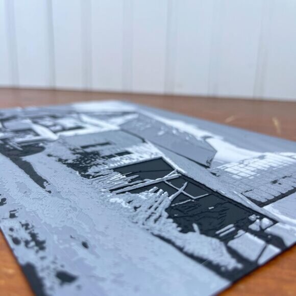3D Printed Wall Art, Barn with Silo, Textured Art - Picture 3 of 10